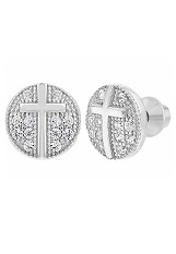 adorable teeny-tiny pave toddler cross earrings